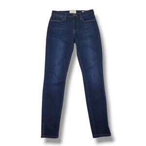 Frame Le High Skinny Jeans Womens 24 Dark‎ Wash Notch Hem